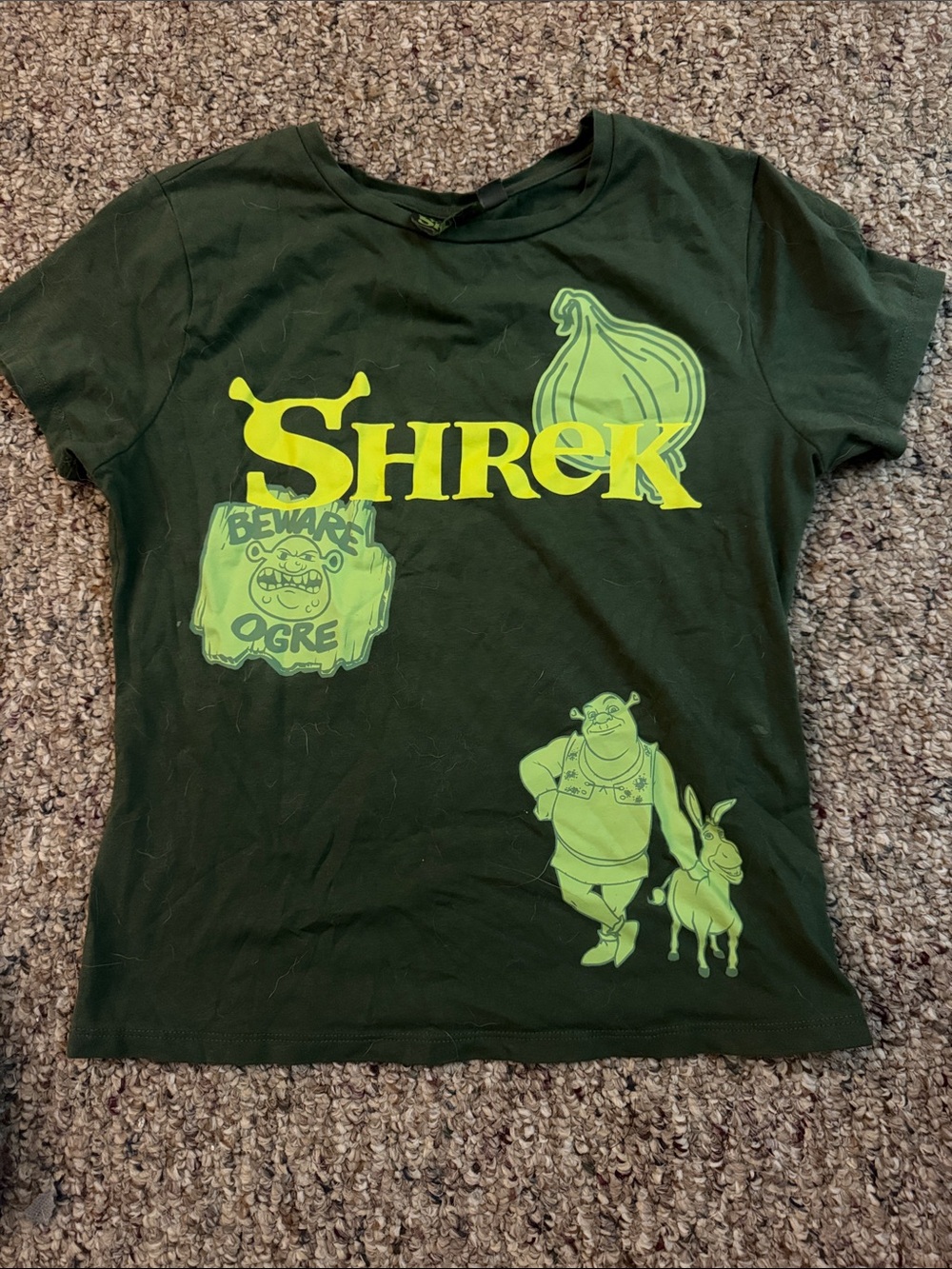 Disney Shrek Short Sleeve Tee in Dark Green with Lime Graphics